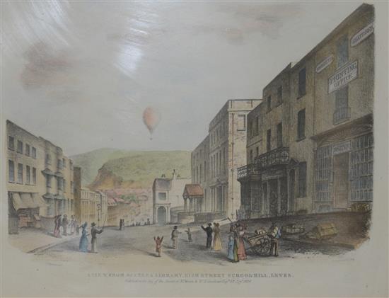 Baxter after Pollard, lithograph, View of Lewes from South Street,